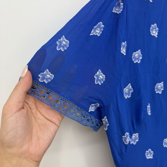 Shoshanna Blue Marlene Floral Button Front Mini Dress Size 8 Formal - Picture 6 of 11